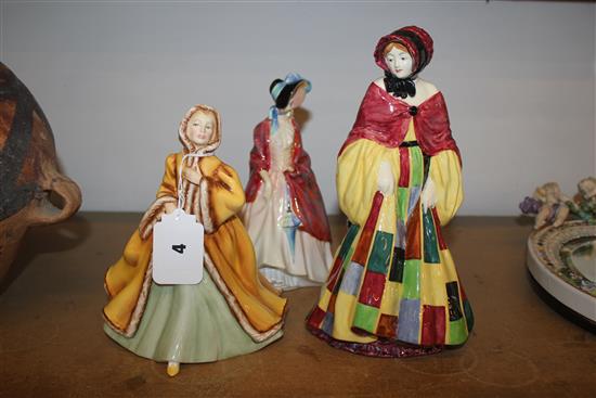 3 Royal Doulton figures Top O the Hill HN1834, 2 of Autumn Breezes HN1911, HN1934